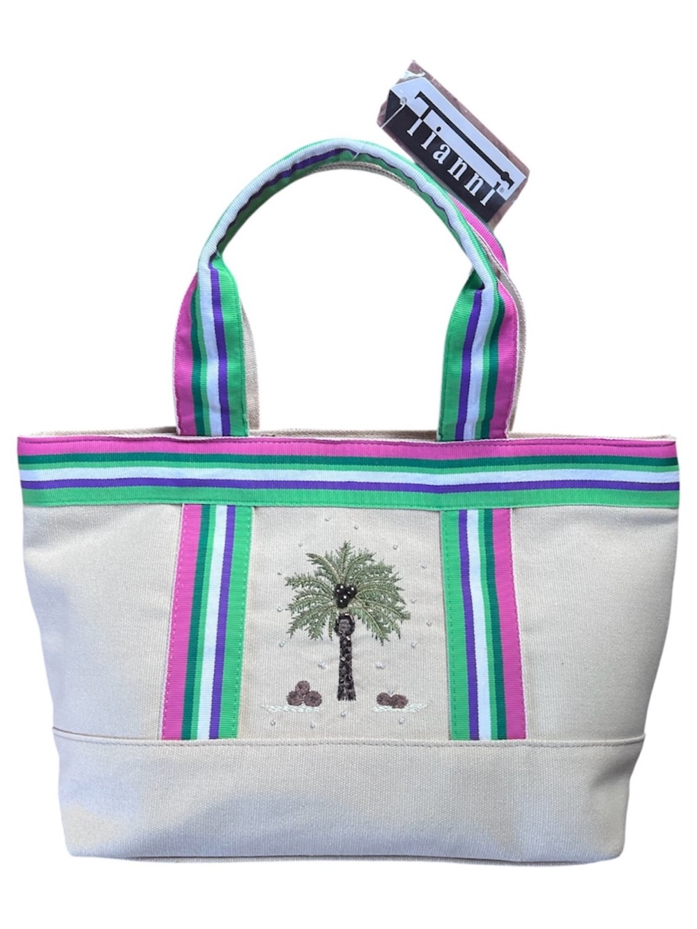 Tianni NEW Embroidered Palm Tree Tote Bag NWT
